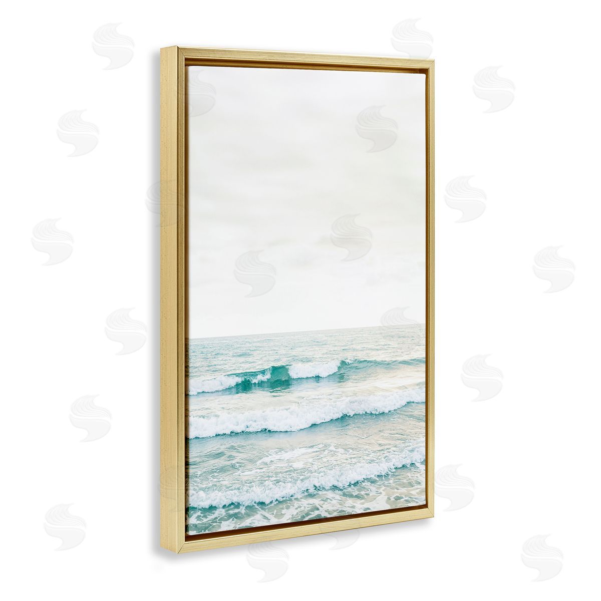 Sisi and Seb Rolling Ocean Waves Peace Gold Floating Frame Canvas Art Print