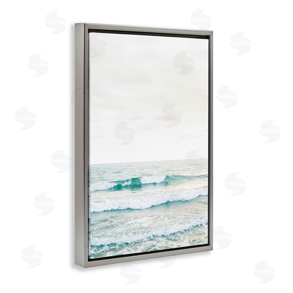 Sisi and Seb Rolling Ocean Waves Peace Gray Floating Frame Canvas Art Print