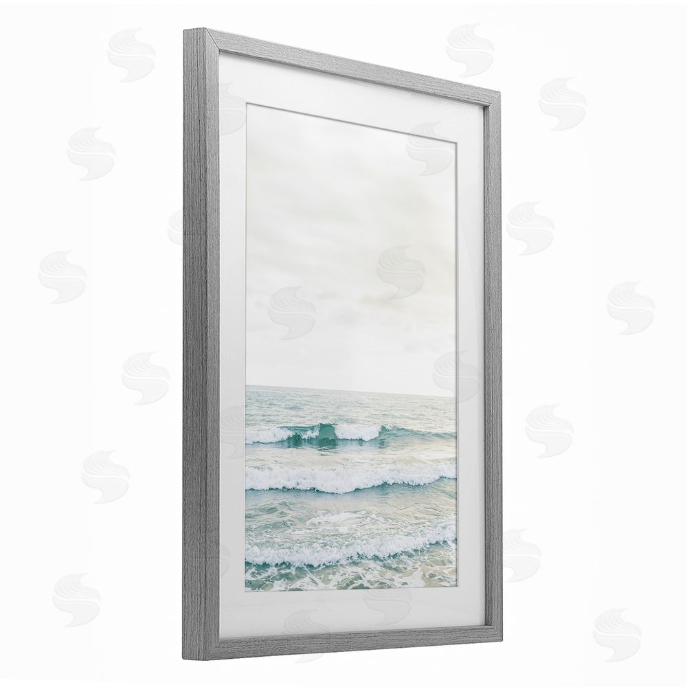 Sisi and Seb Rolling Ocean Waves Peace Gray Framed Print Under Glass Art