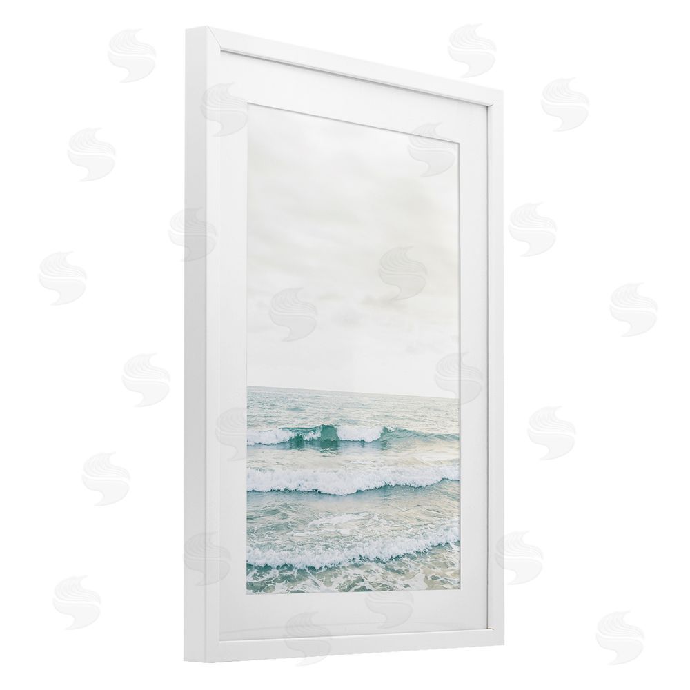 Sisi and Seb Rolling Ocean Waves Peace White Framed Print Under Glass Art