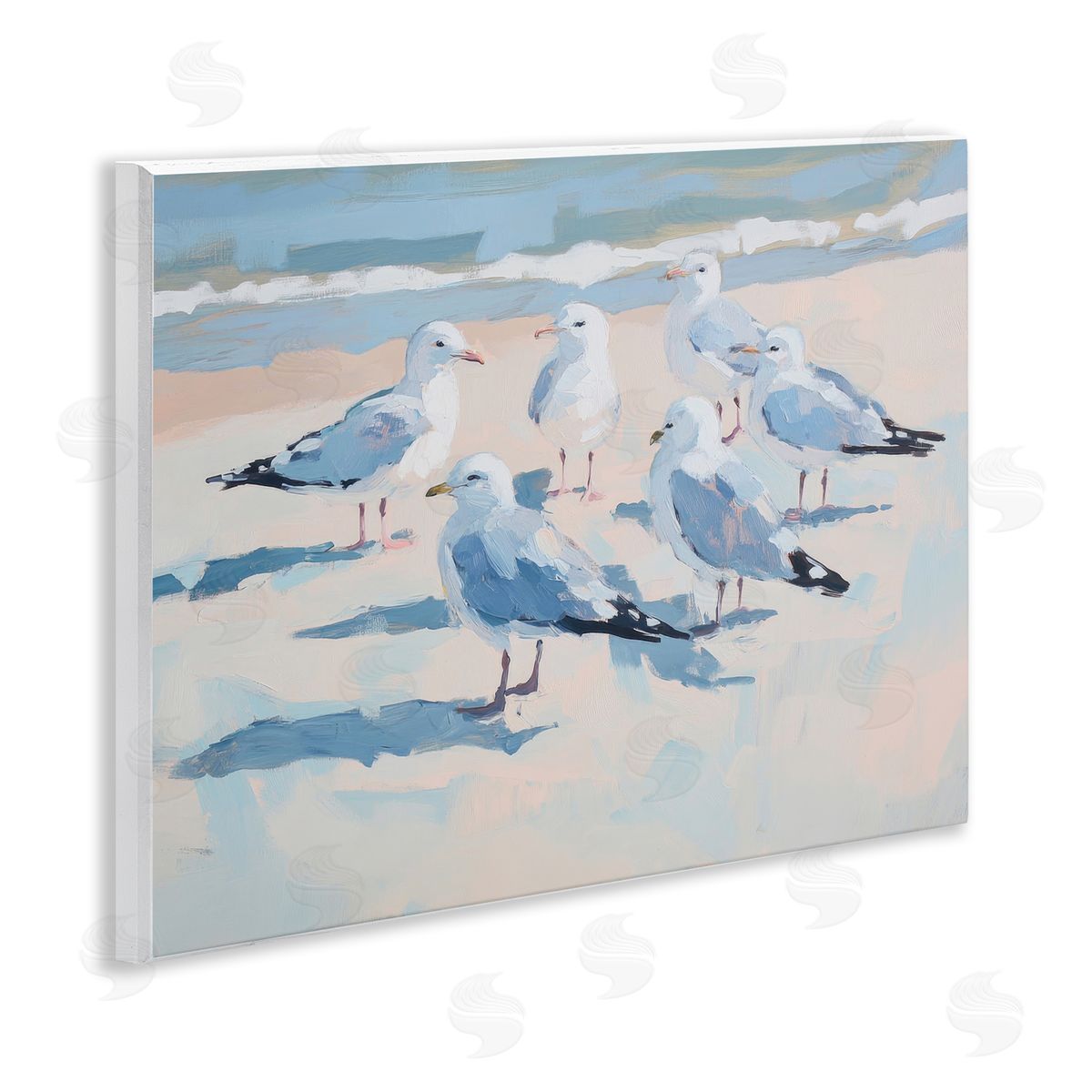 Sisi and Seb Summer Seagulls Crowding Shore Wall Plaque Art Print