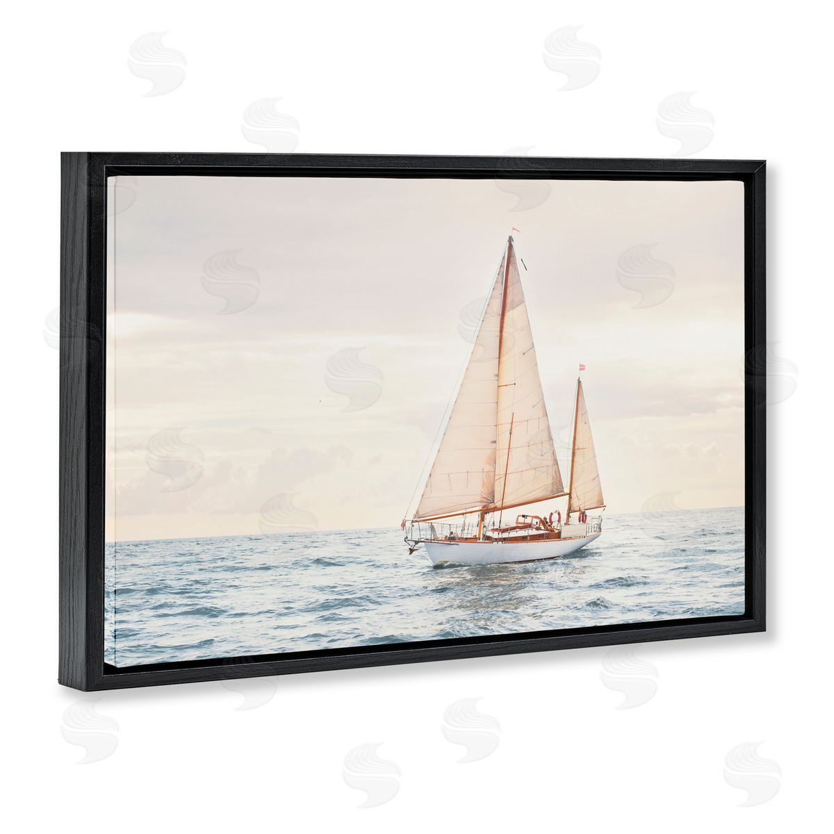 Sisi and Seb Yacht's Voyage Adventure Black Floating Frame Canvas Wall Art Print
