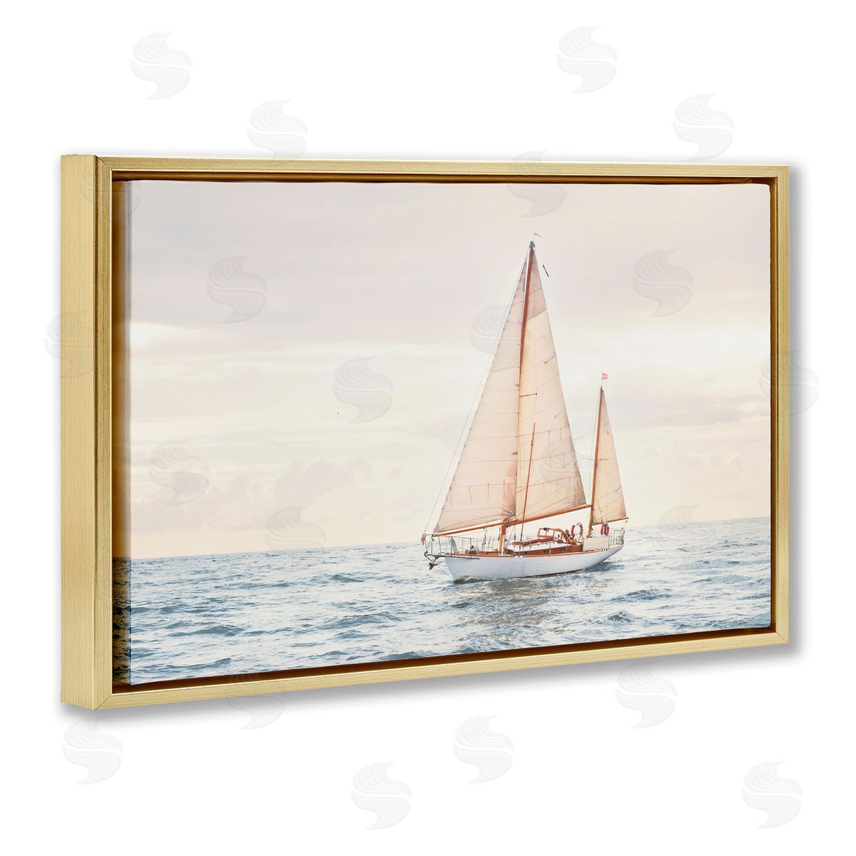 Sisi and Seb Yacht's Voyage Adventure Gold Floating Frame Canvas Art Print