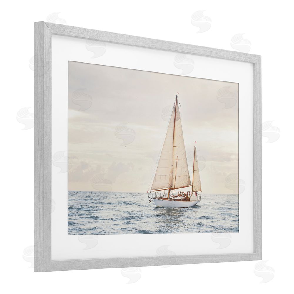 Sisi and Seb Yacht's Voyage Adventure Gray Framed Print Under Glass Art