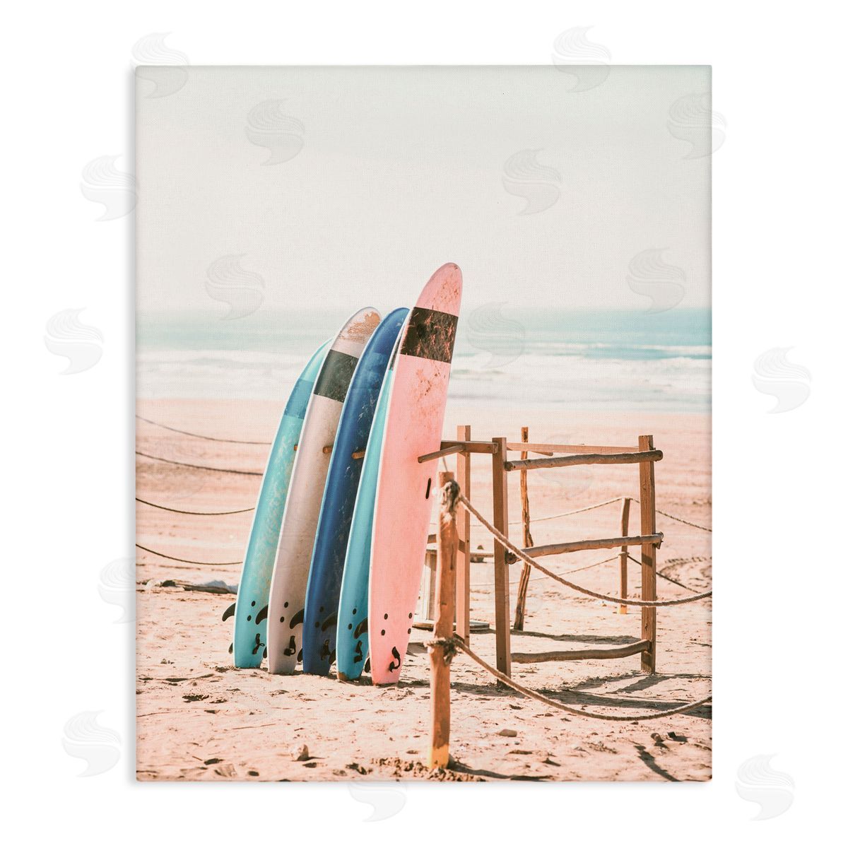 Sisi and Seb Retro Beach Surfboards Leaning Canvas Wall Art Print