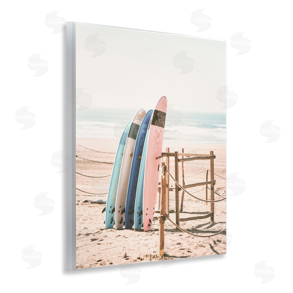 Sisi and Seb Retro Beach Surfboards Leaning Wall Plaque Art Print