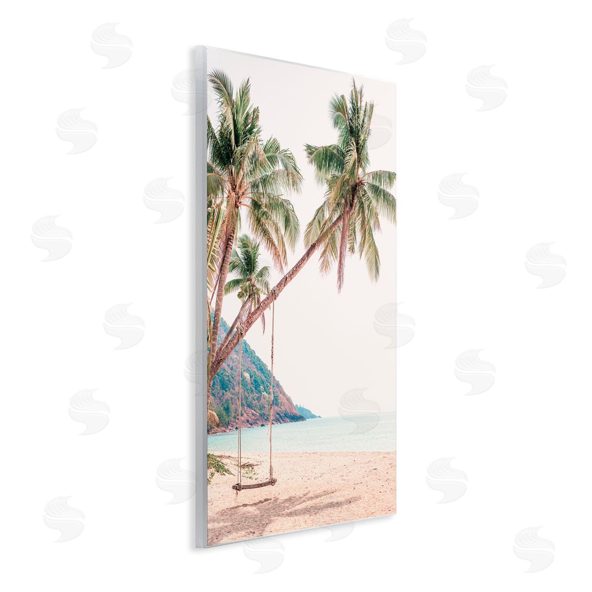 Sisi and Seb Rope Swing on Palm Tree Wall Plaque Art Print
