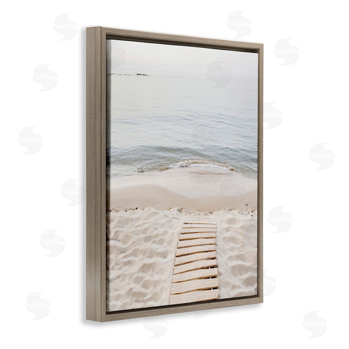 Sisi and Seb Beachy Planked Walkway Brown Floating Frame Canvas Art Print