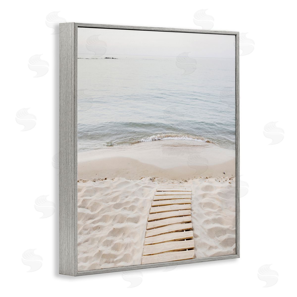 Sisi and Seb Beachy Planked Walkway Gray Framed Giclee Art Print