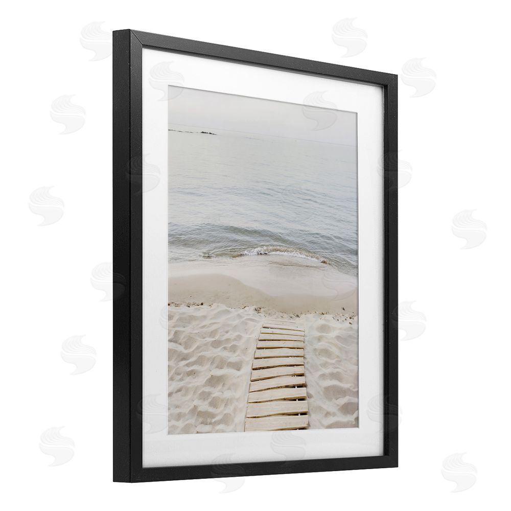 Sisi and Seb Beachy Planked Walkway Black Framed Print Under Glass Art