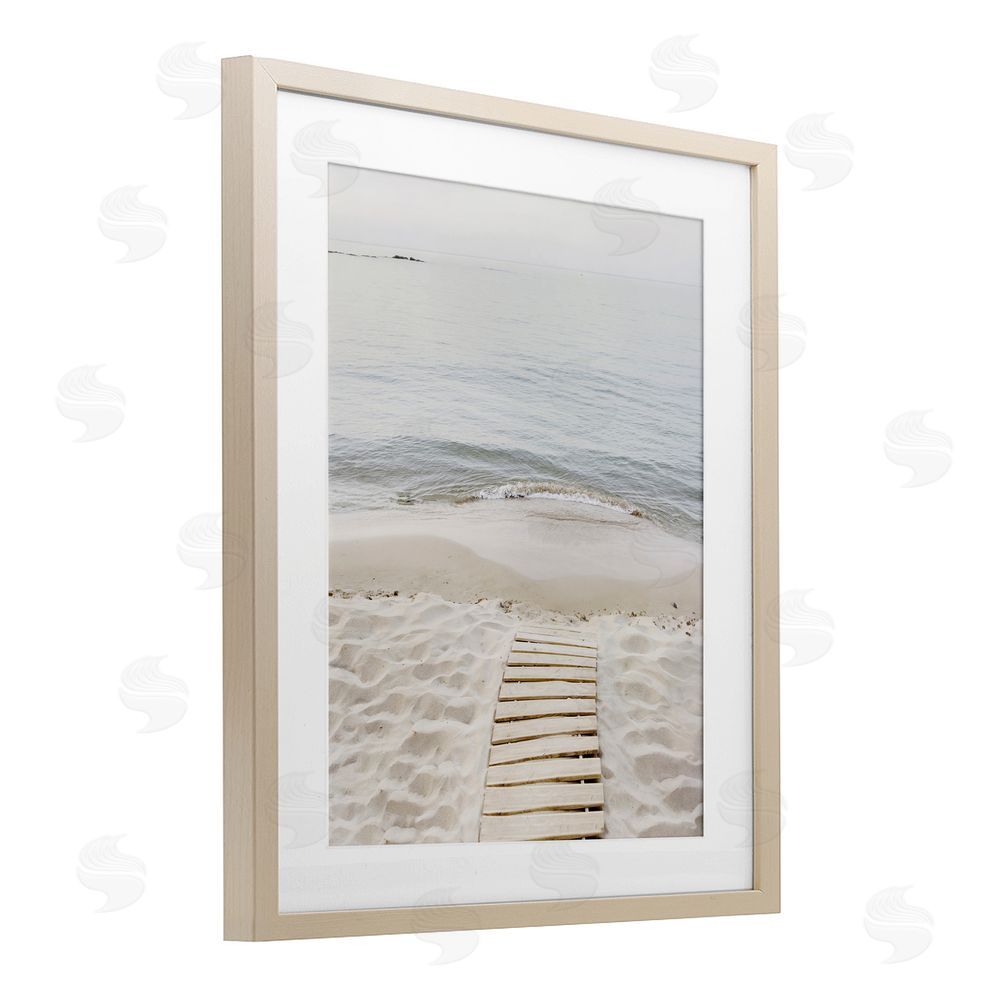 Sisi and Seb Beachy Planked Walkway Birch Framed Print Under Glass Art