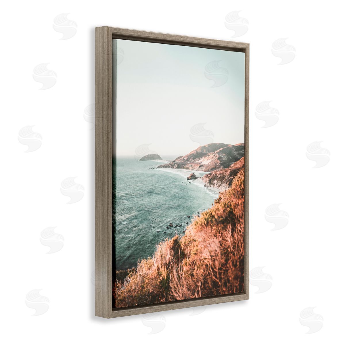 Sisi and Seb Scenic Big Sur Coastline Brown Floating Frame Canvas Art Print