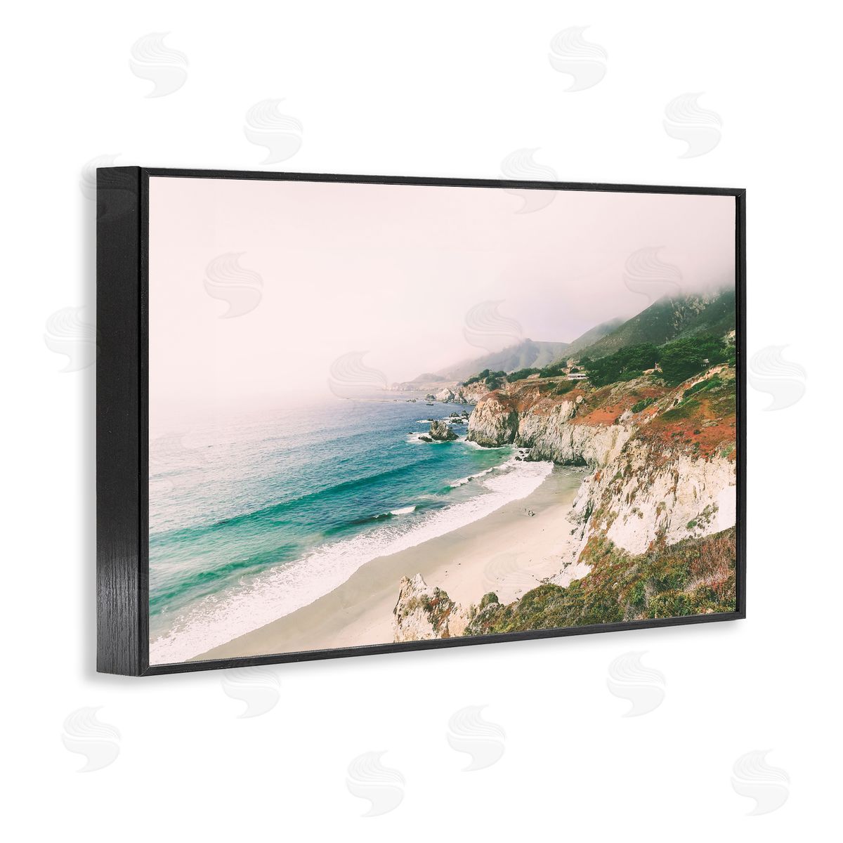 Sisi and Seb California Bay Coastline Black Framed Giclee Art Print