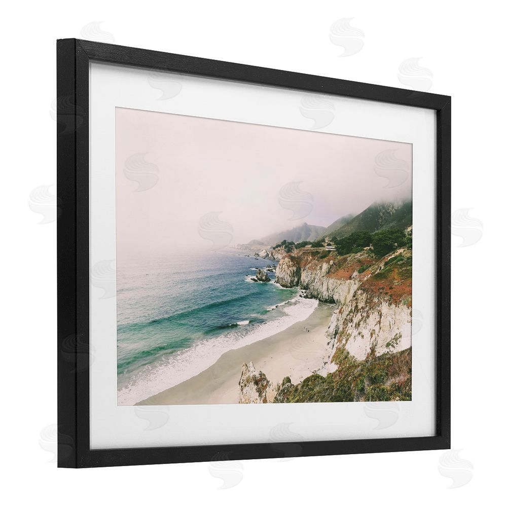 Sisi and Seb California Bay Coastline Black Framed Print Under Glass Art