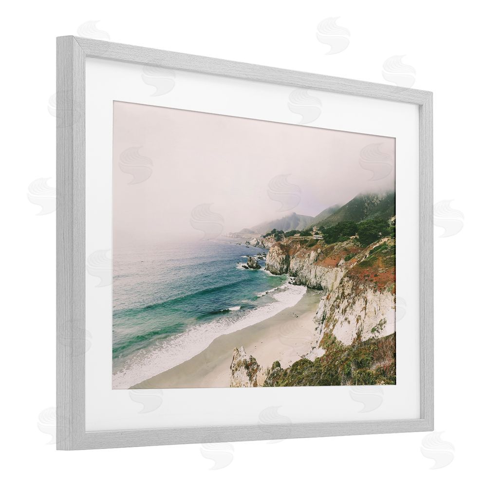 Sisi and Seb California Bay Coastline Gray Framed Print Under Glass Art