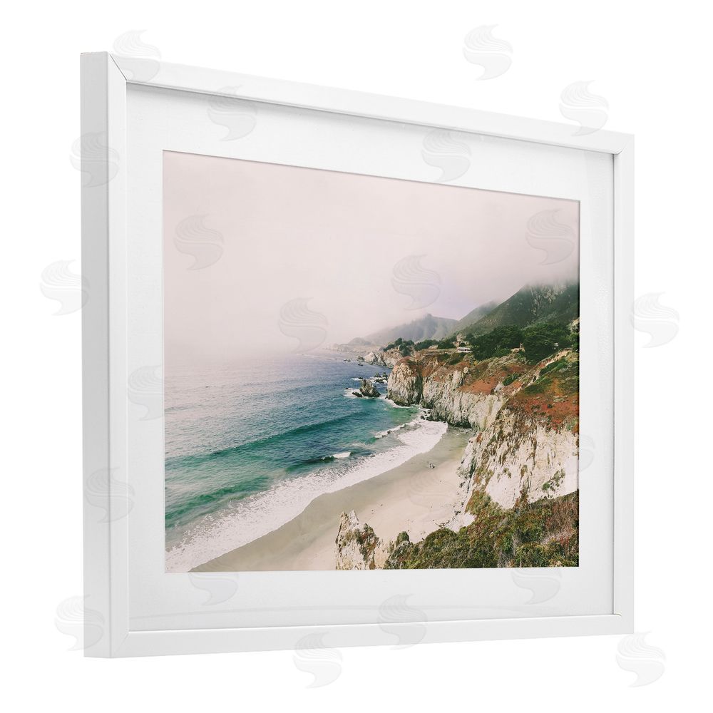 Sisi and Seb California Bay Coastline White Framed Print Under Glass Art