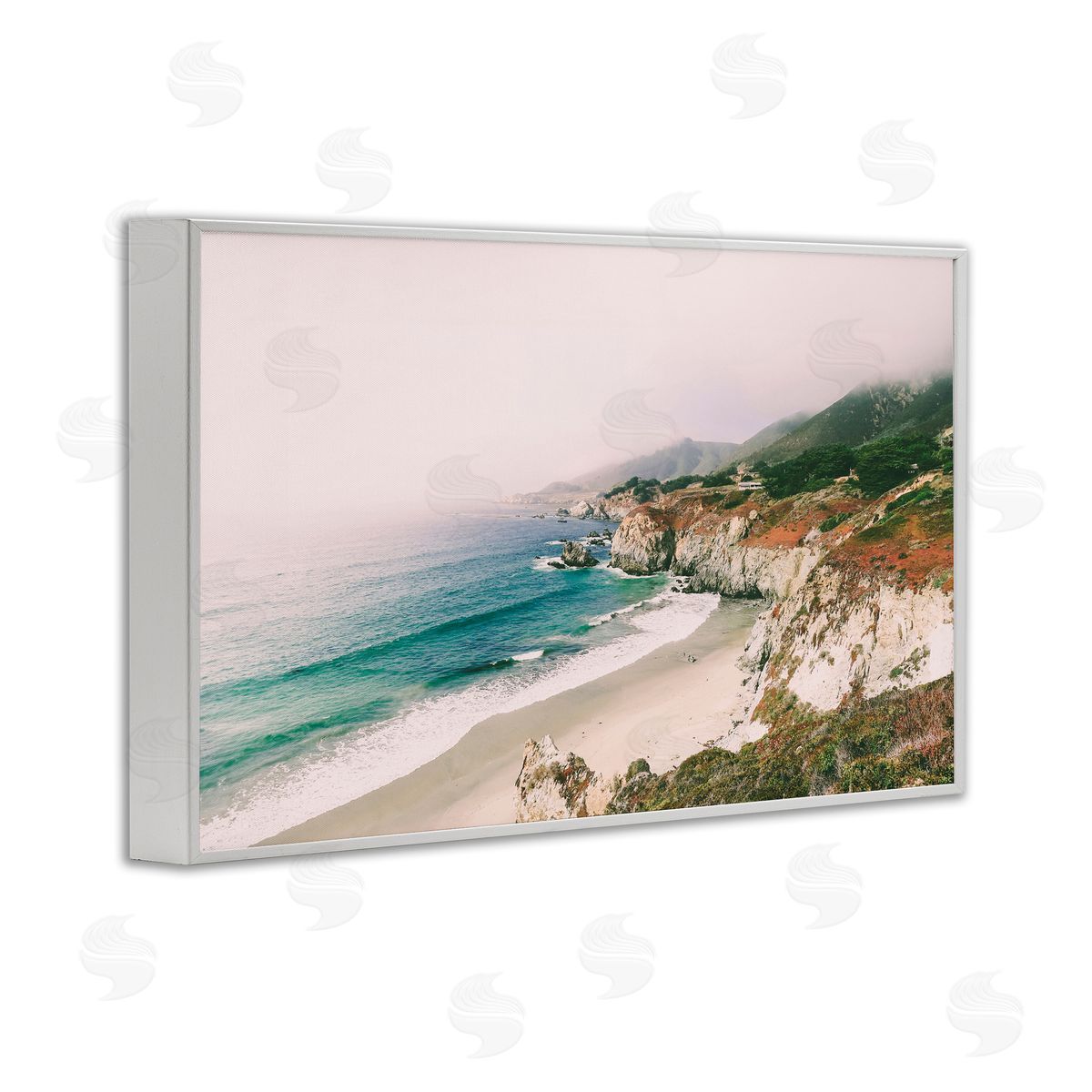 Sisi and Seb California Bay Coastline White Frame Giclee Art Print