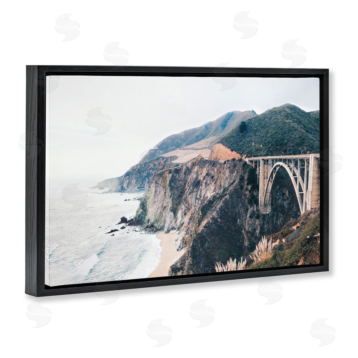 Sisi and Seb Bixby Bridge Coastal View Black Floating Frame Canvas Wall Art Print