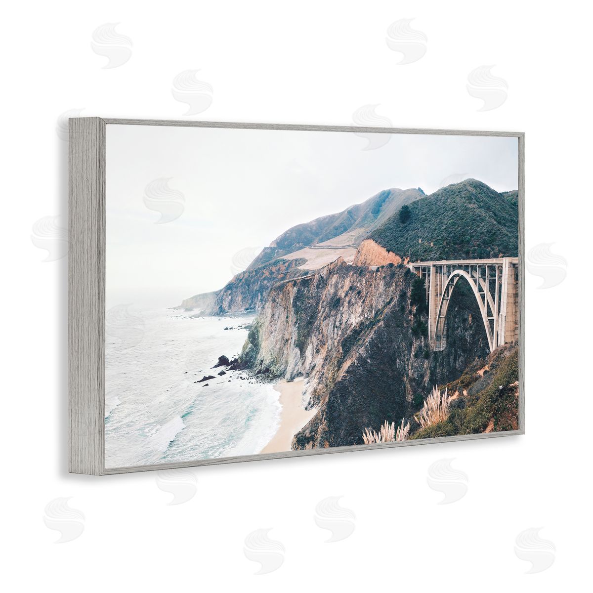 Sisi and Seb Bixby Bridge Coastal View Gray Framed Giclee Art Print