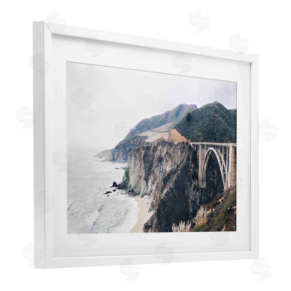 Sisi and Seb Bixby Bridge Coastal View White Framed Print Under Glass Art