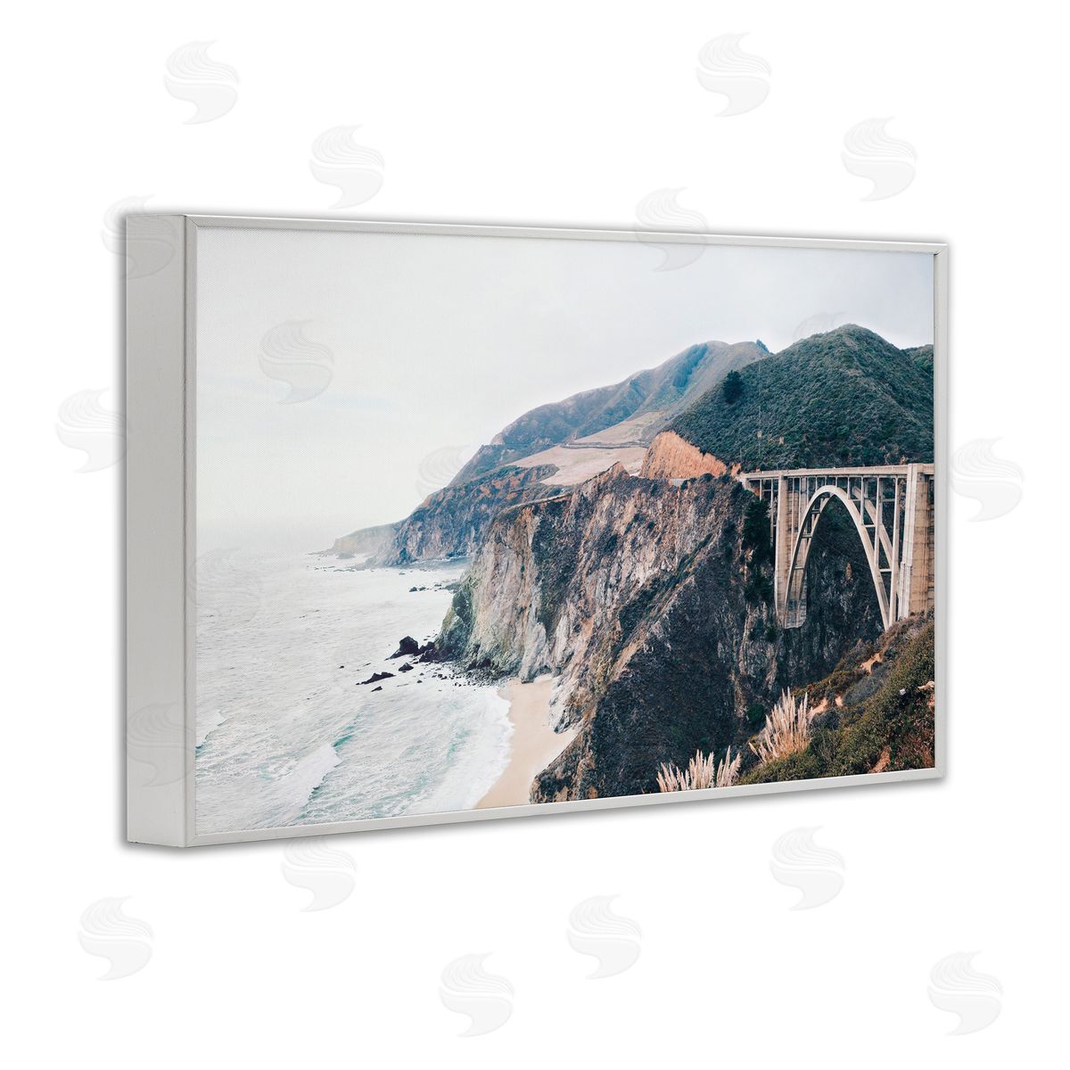 Sisi and Seb Bixby Bridge Coastal View White Frame Giclee Art Print