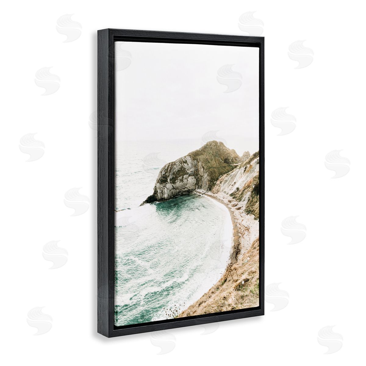 Sisi and Seb Coastal California Cove Black Floating Frame Canvas Wall Art Print