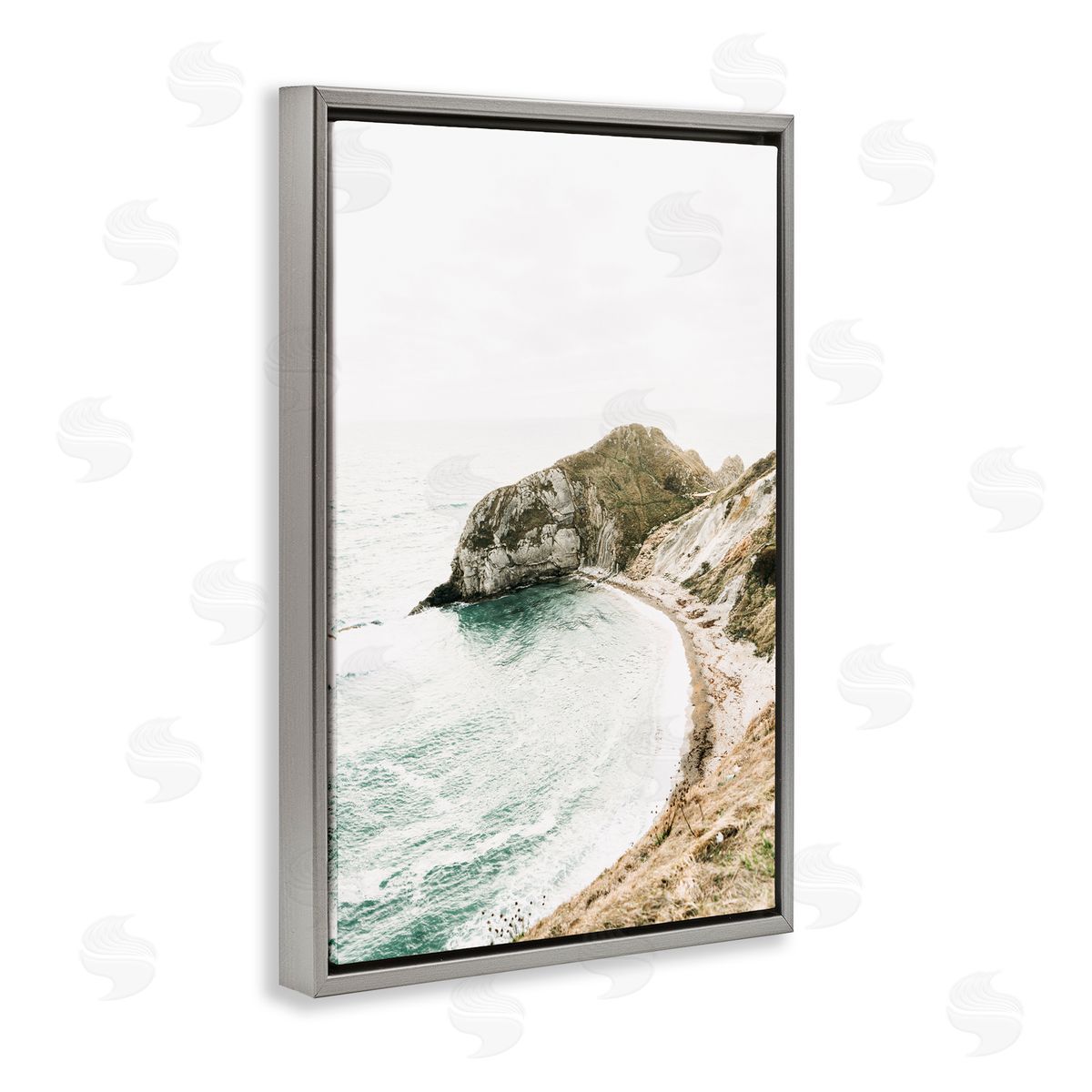 Sisi and Seb Coastal California Cove Gray Floating Frame Canvas Art Print