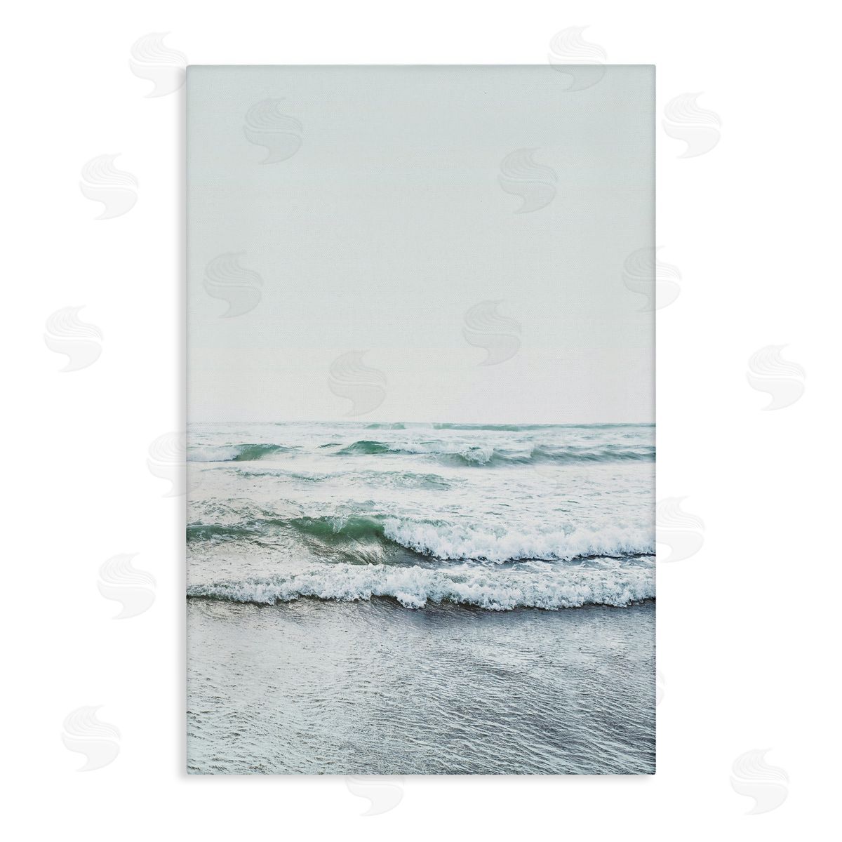 Sisi and Seb Ocean Wave Cascade Monochrome Canvas Wall Art Print