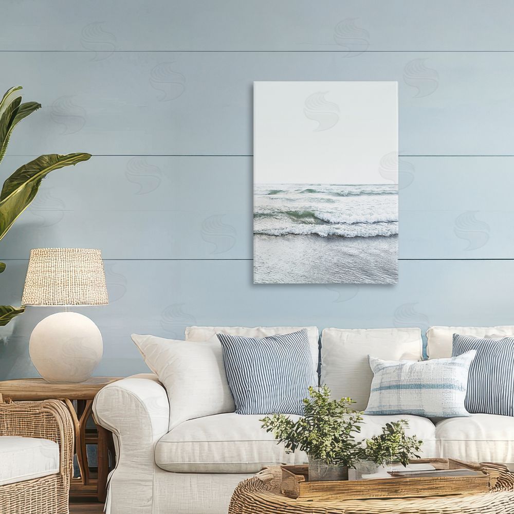 Sisi and Seb Ocean Wave Cascade Monochrome Printed Wall Art in Room