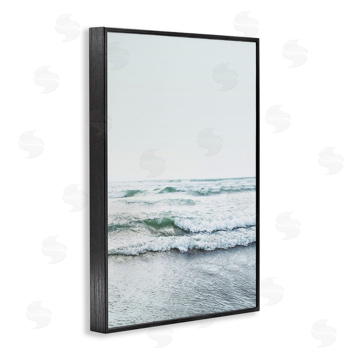 Sisi and Seb Ocean Wave Cascade Monochrome Black Framed Giclee Art Print