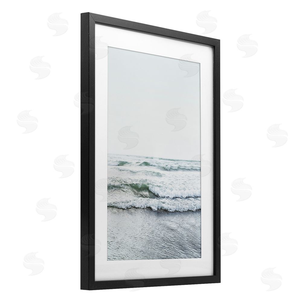 Sisi and Seb Ocean Wave Cascade Monochrome Black Framed Print Under Glass Art