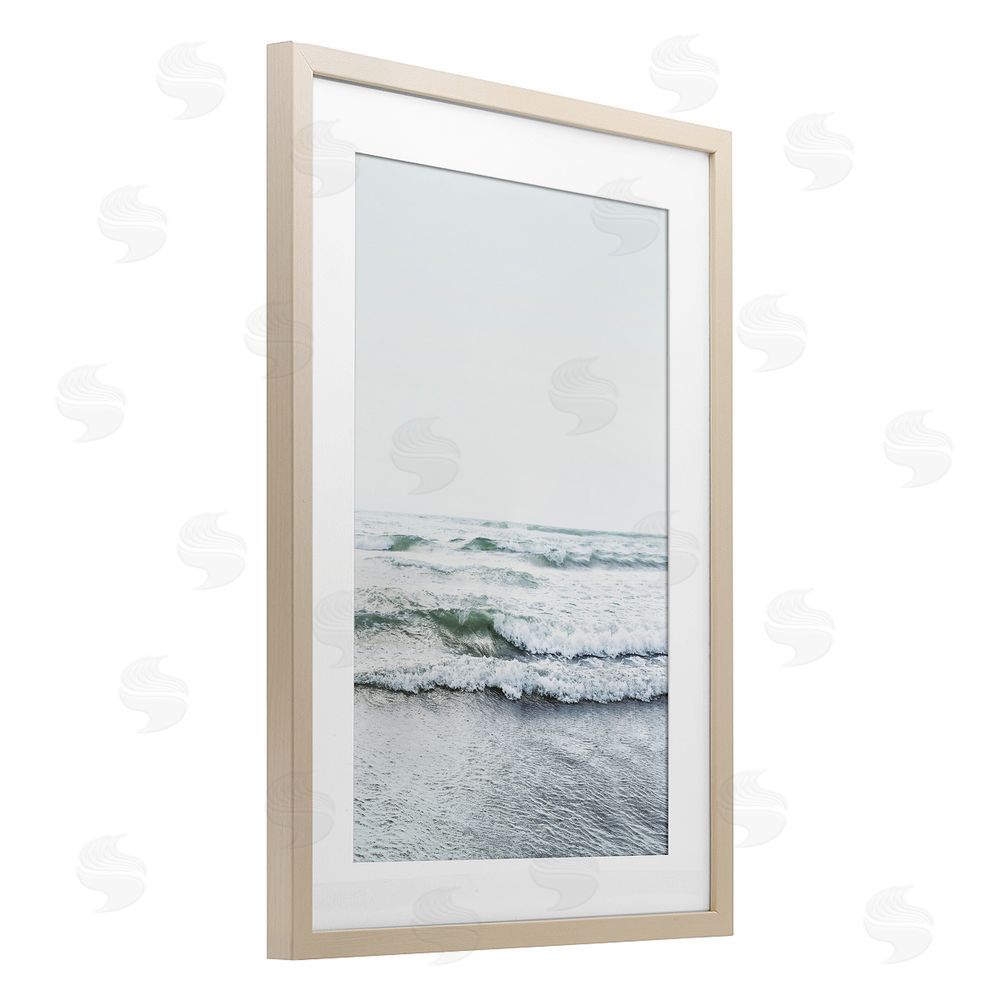 Sisi and Seb Ocean Wave Cascade Monochrome Birch Framed Print Under Glass Art