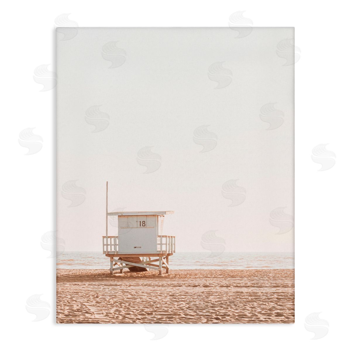 Sisi and Seb Minimalist Beach Hut Neutrals Canvas Wall Art Print