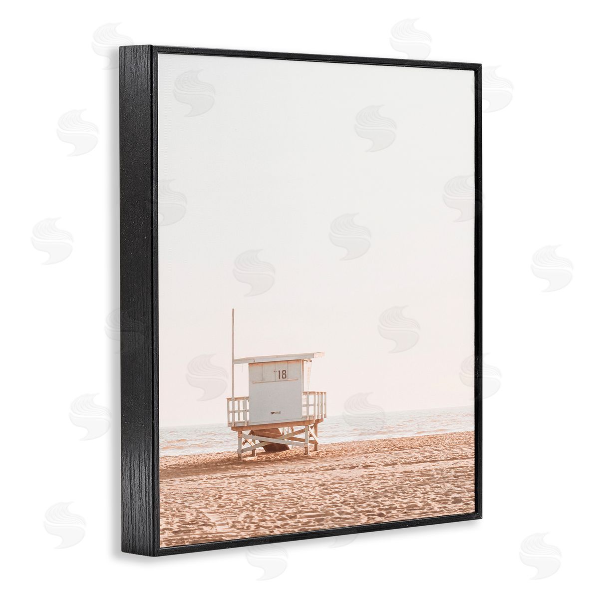 Sisi and Seb Minimalist Beach Hut Neutrals Black Framed Giclee Art Print