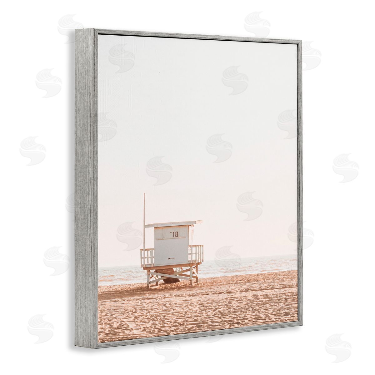 Sisi and Seb Minimalist Beach Hut Neutrals Gray Framed Giclee Art Print