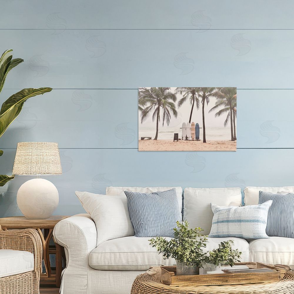 Sisi and Seb The Boards Surfer's Beach Printed Wall Art in Room