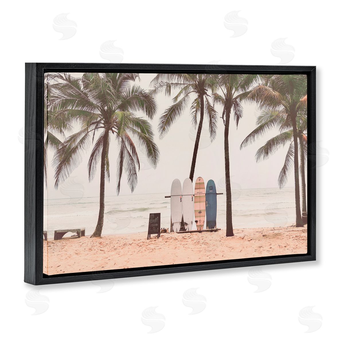 Sisi and Seb The Boards Surfer's Beach Black Floating Frame Canvas Wall Art Print