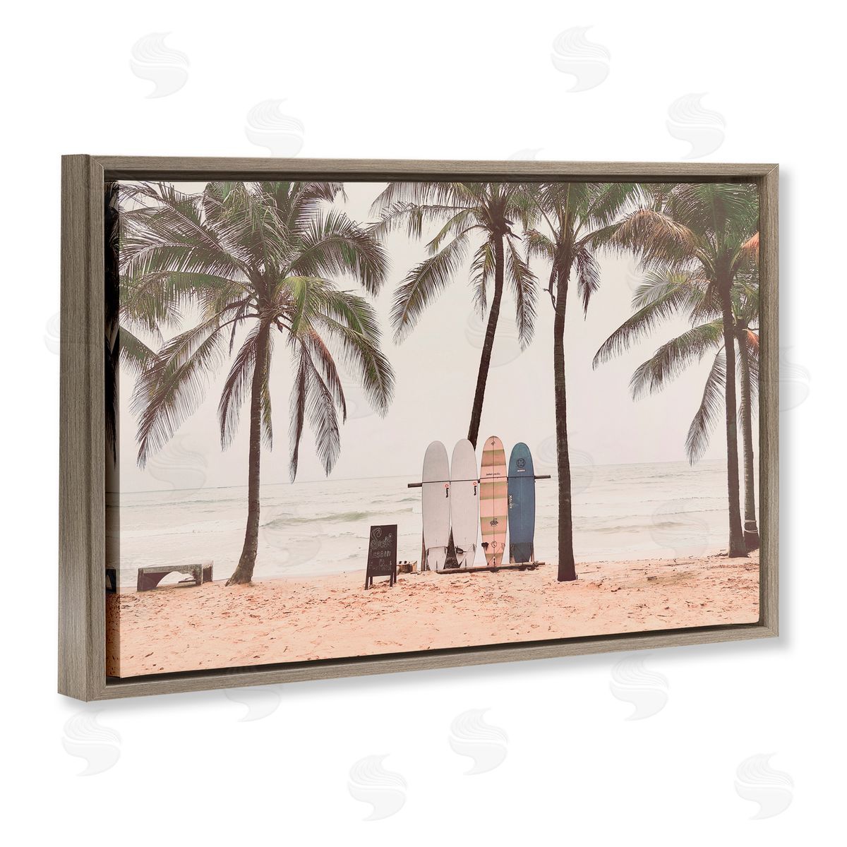 Sisi and Seb The Boards Surfer's Beach Brown Floating Frame Canvas Art Print