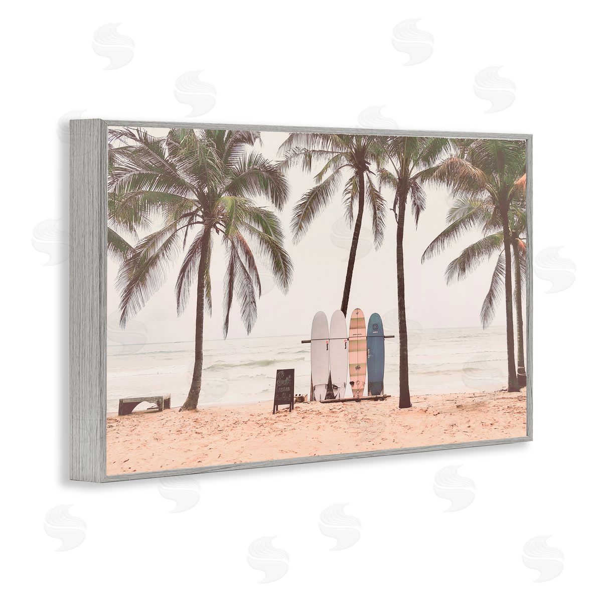 Sisi and Seb The Boards Surfer's Beach Gray Framed Giclee Art Print