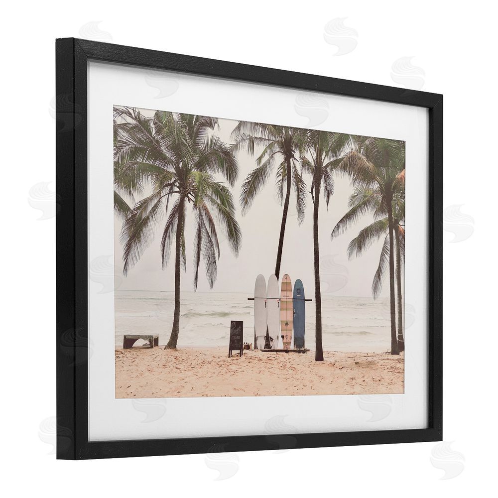 Sisi and Seb The Boards Surfer's Beach Black Framed Print Under Glass Art