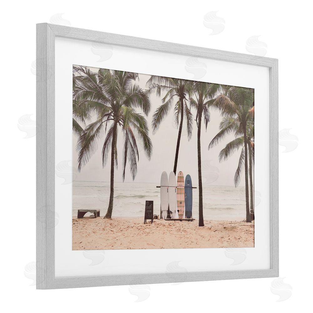 Sisi and Seb The Boards Surfer's Beach Gray Framed Print Under Glass Art