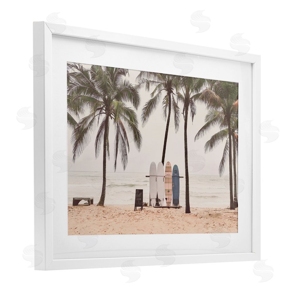 Sisi and Seb The Boards Surfer's Beach White Framed Print Under Glass Art