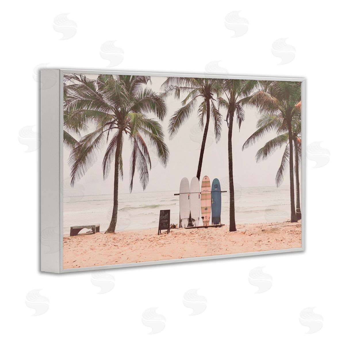 Sisi and Seb The Boards Surfer's Beach White Frame Giclee Art Print