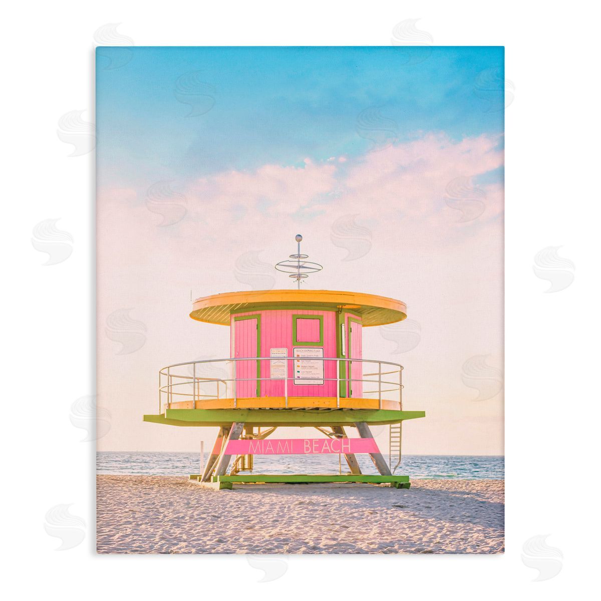 Sisi and Seb Pink Lifeguard Stand Landscape Canvas Wall Art Print