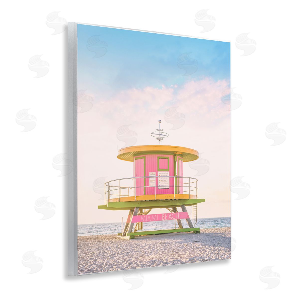 Sisi and Seb Pink Lifeguard Stand Landscape Wall Plaque Art Print