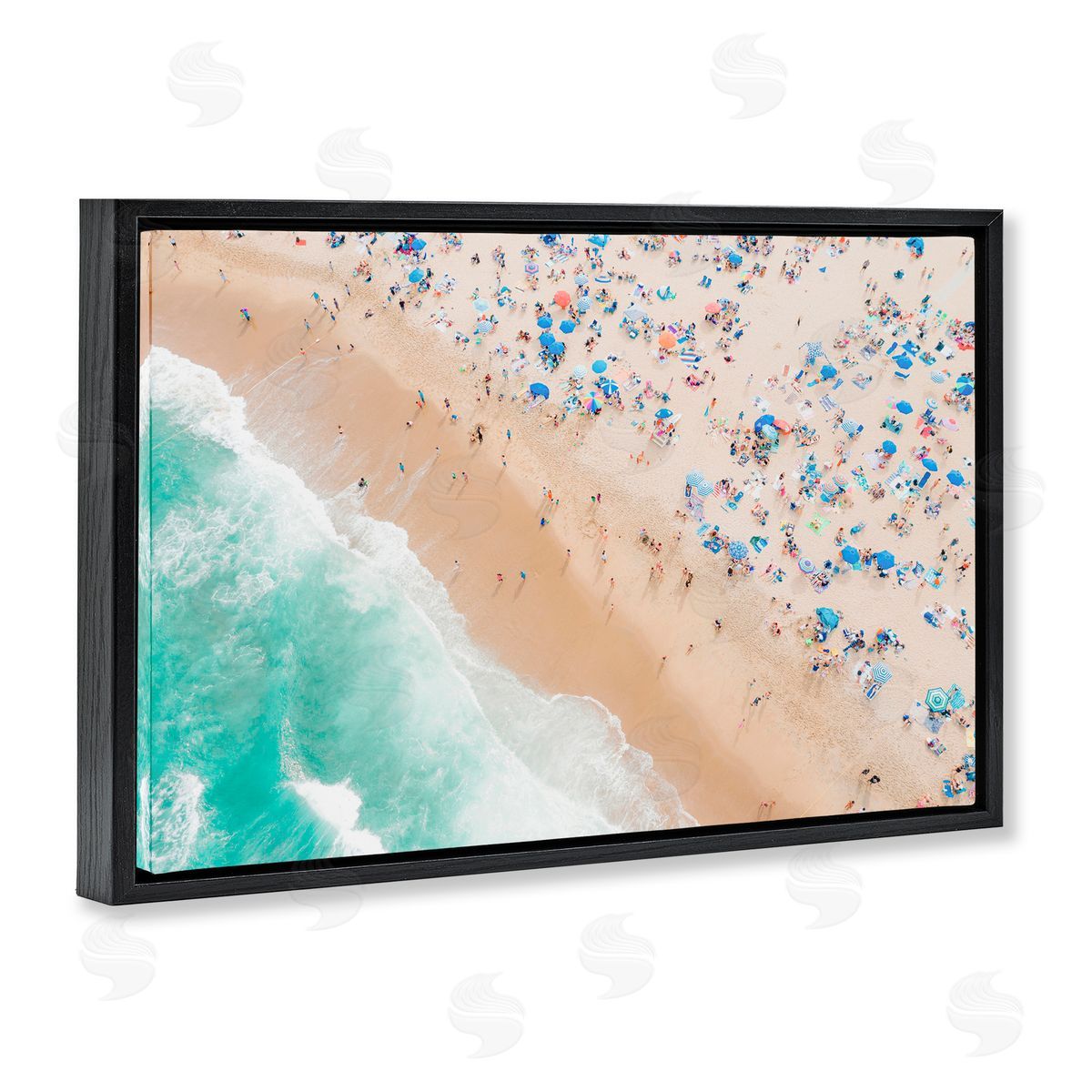 Sisi and Seb Busy Beach Summer Bliss Black Floating Frame Canvas Wall Art Print