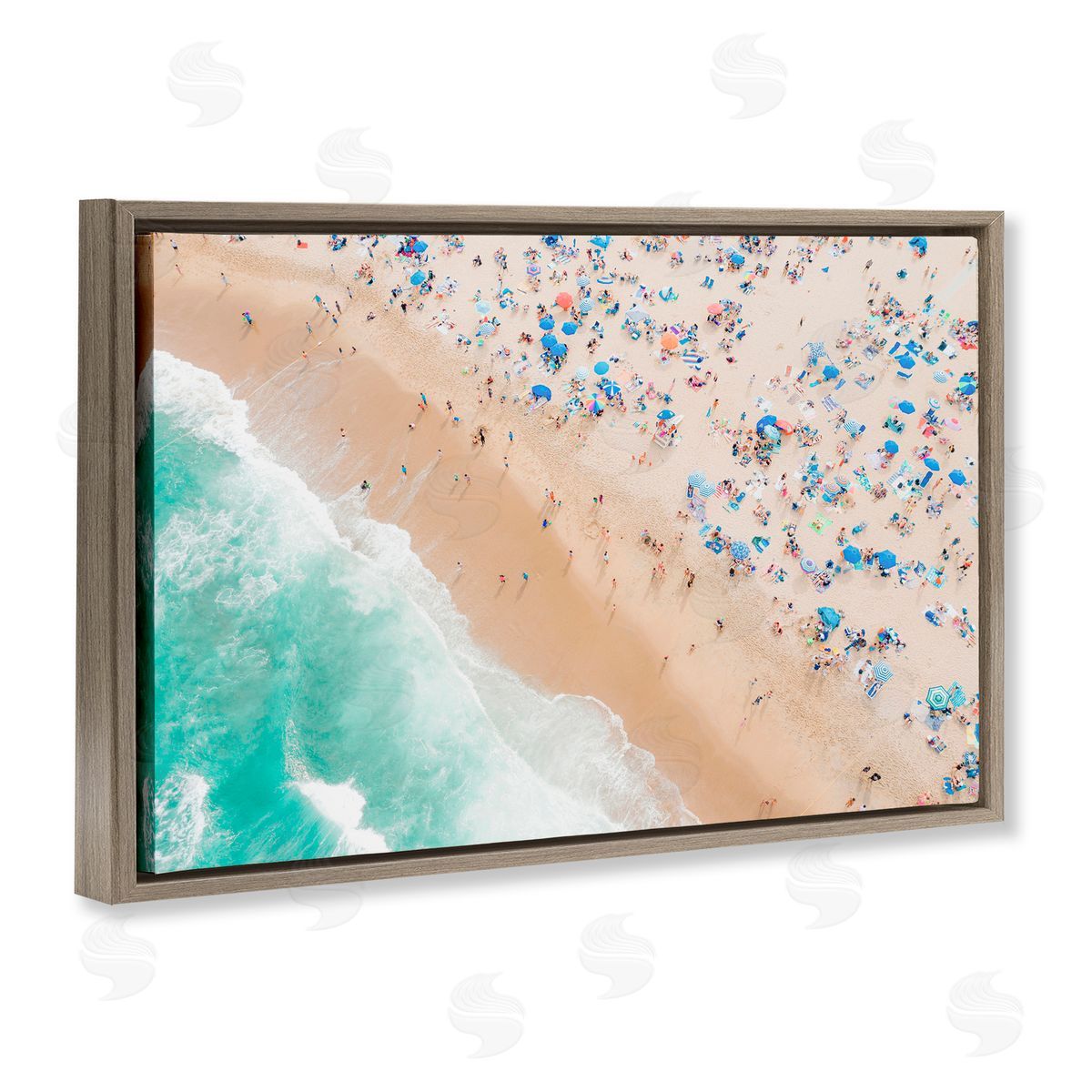 Sisi and Seb Busy Beach Summer Bliss Brown Floating Frame Canvas Art Print