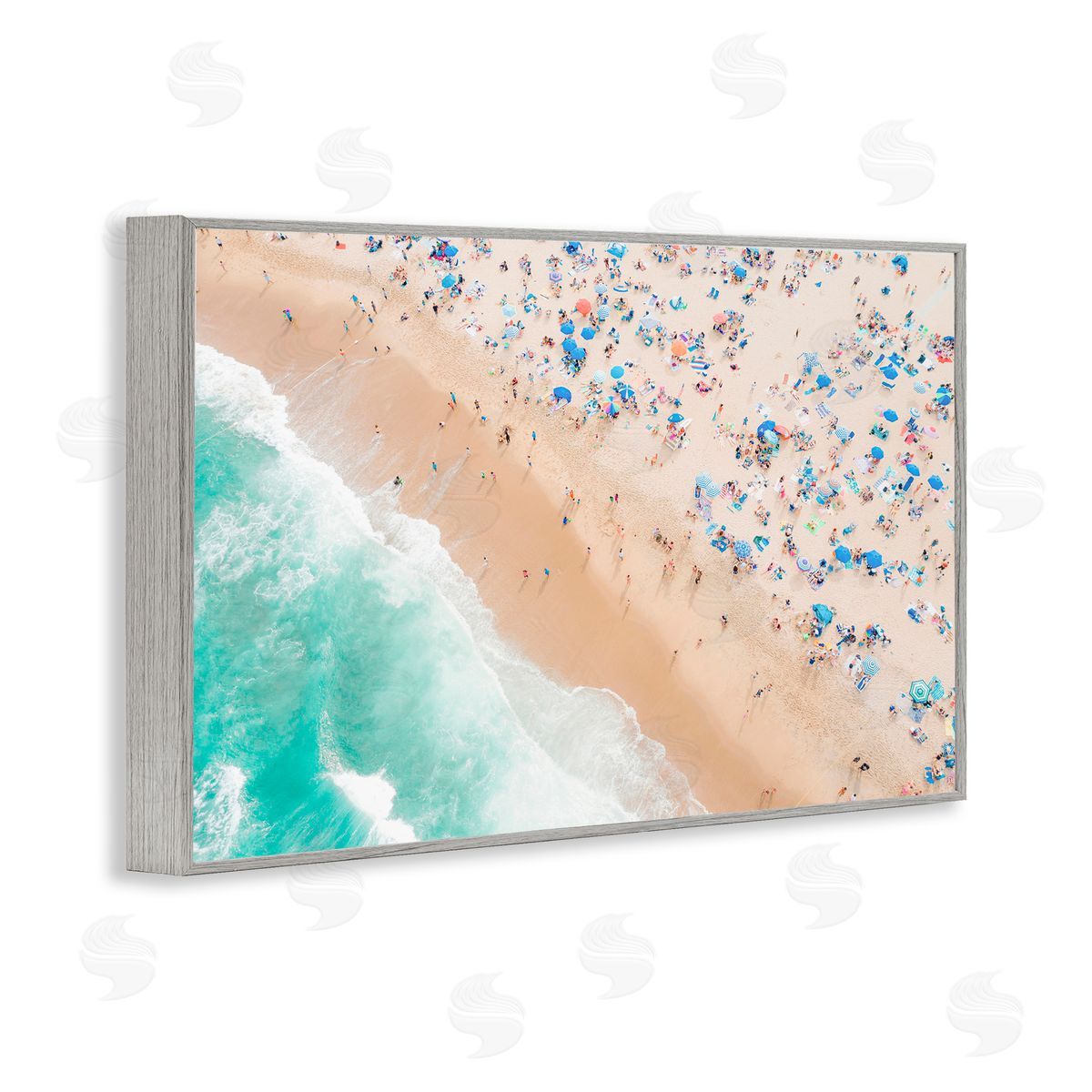 Sisi and Seb Busy Beach Summer Bliss Gray Framed Giclee Art Print