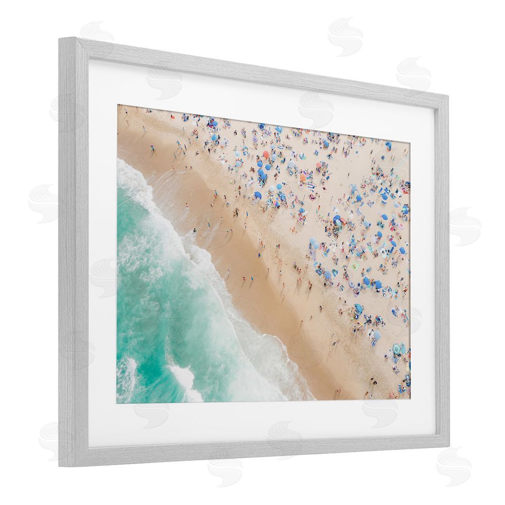 Sisi and Seb Busy Beach Summer Bliss Gray Framed Print Under Glass Art