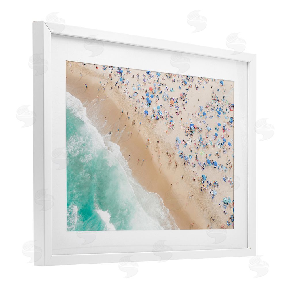 Sisi and Seb Busy Beach Summer Bliss White Framed Print Under Glass Art